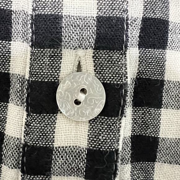 J. Jill Gingham Tunic Top Size Small Black Plaid Pockets Long Sleeve 100% Cotton - Picture 3 of 12